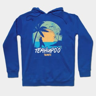 Retro Sunset Teahupo'o Tahiti Surfing // Retro Surfer Beach Hoodie